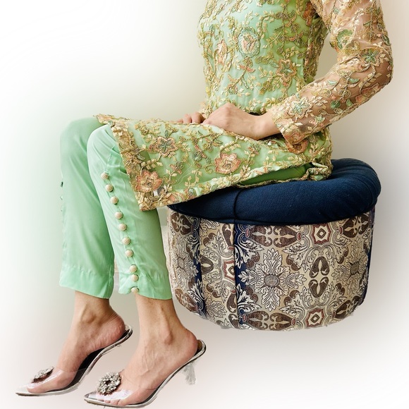 Pakistani eid semi formal 3 piece shirt, trousers, dupatta - Picture 4 of 16